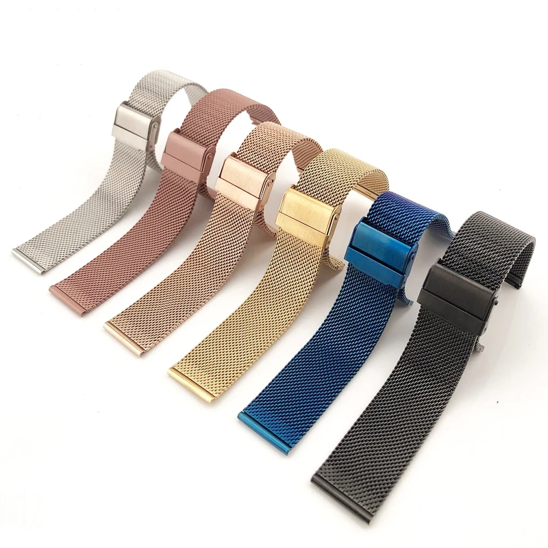

Milanese Watchband 12mm 14mm 16mm 18mm 20mm 22mm 24mm Universal Stainless Steel Watch Strap Black Rose Gold Watch Band Bracelet