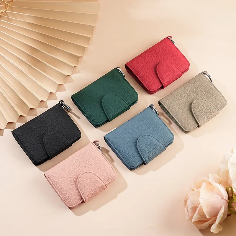 Женский кошелек из воловьей кожи короткий тонкий компактный бумажник