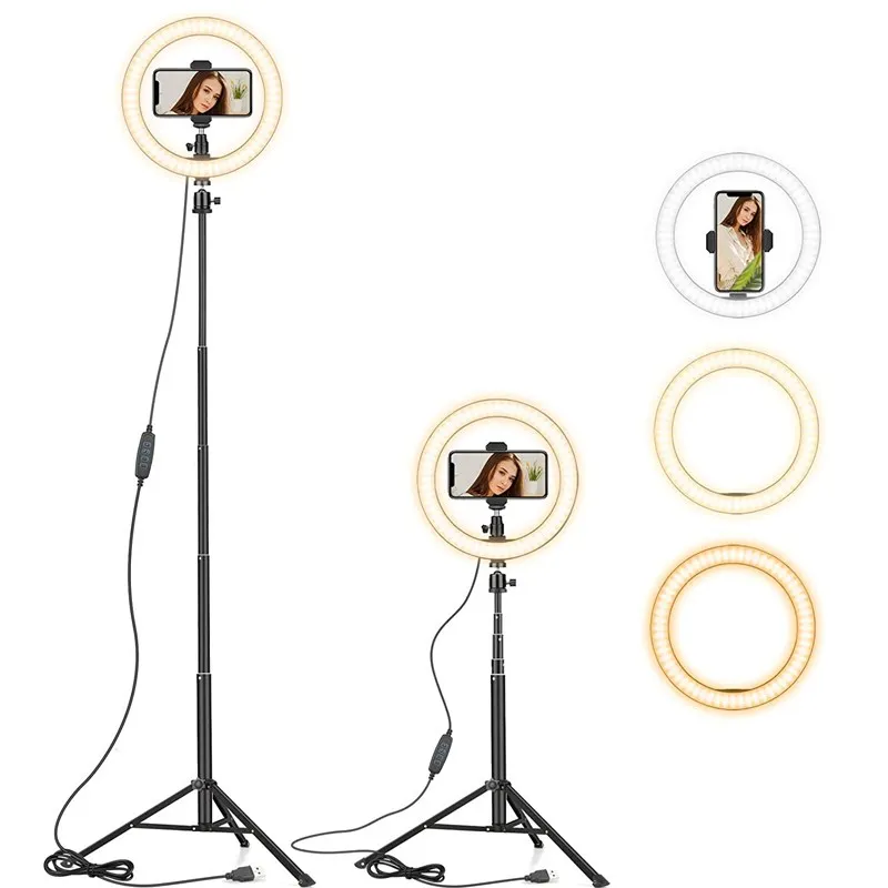 RingLight Photography USB Led Rim Of Lamp With Tripod Phone Holder Stand Ringlight For YouTube Selfie Makeup Live Video Computer