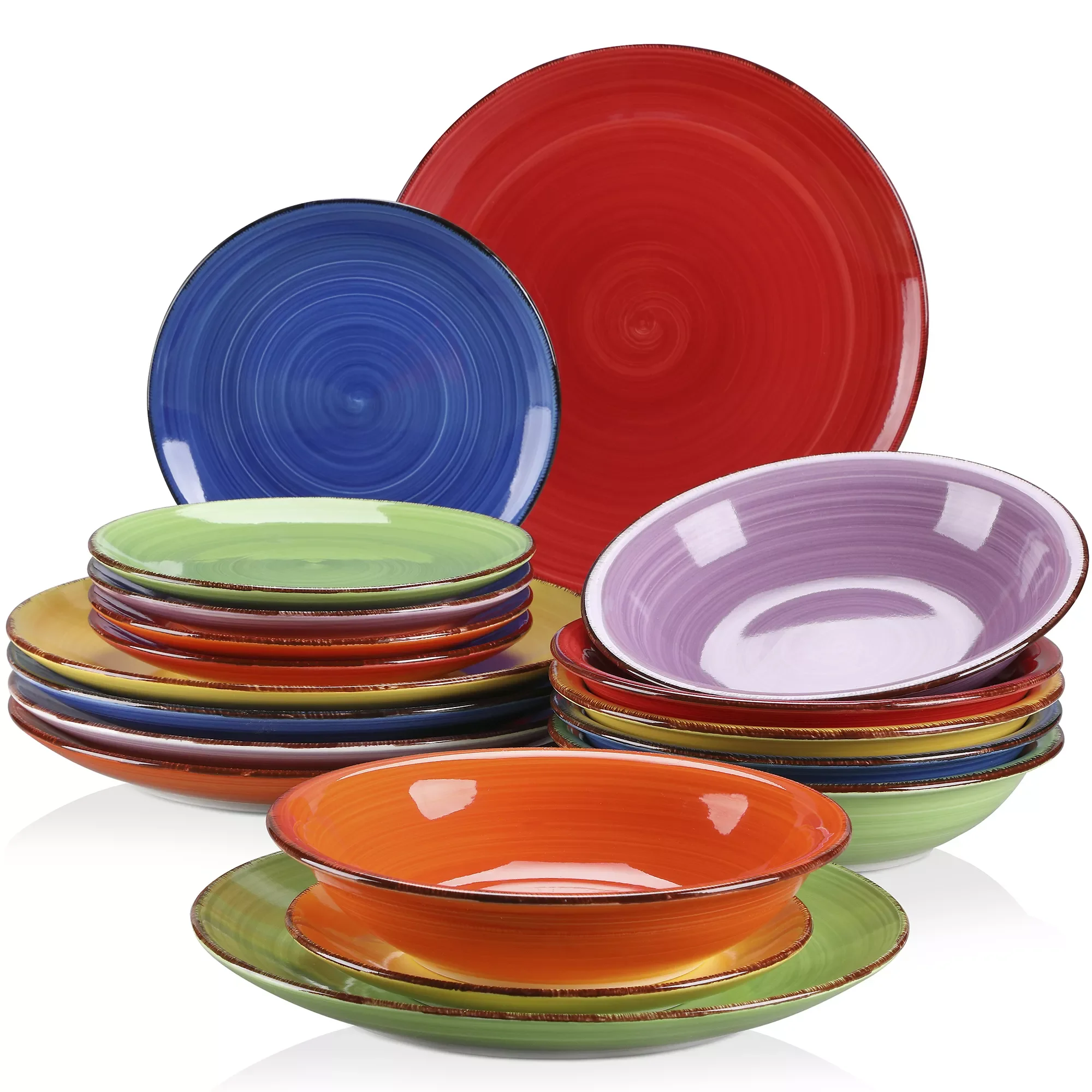 

Mix-Color 18/36 Piece Dinnerware Set of Dinner plates, Soup Plates, Dessert Plates Earthenware for 12 People