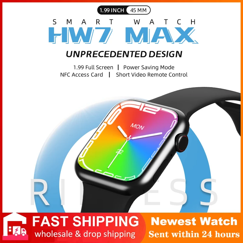 

HW7 MAX Smartwatch 2022 Series 7 45mm Men Watch Bluetooth Call Wireless Charging NFC Smart Watch Women For Xiaomi Android iOS