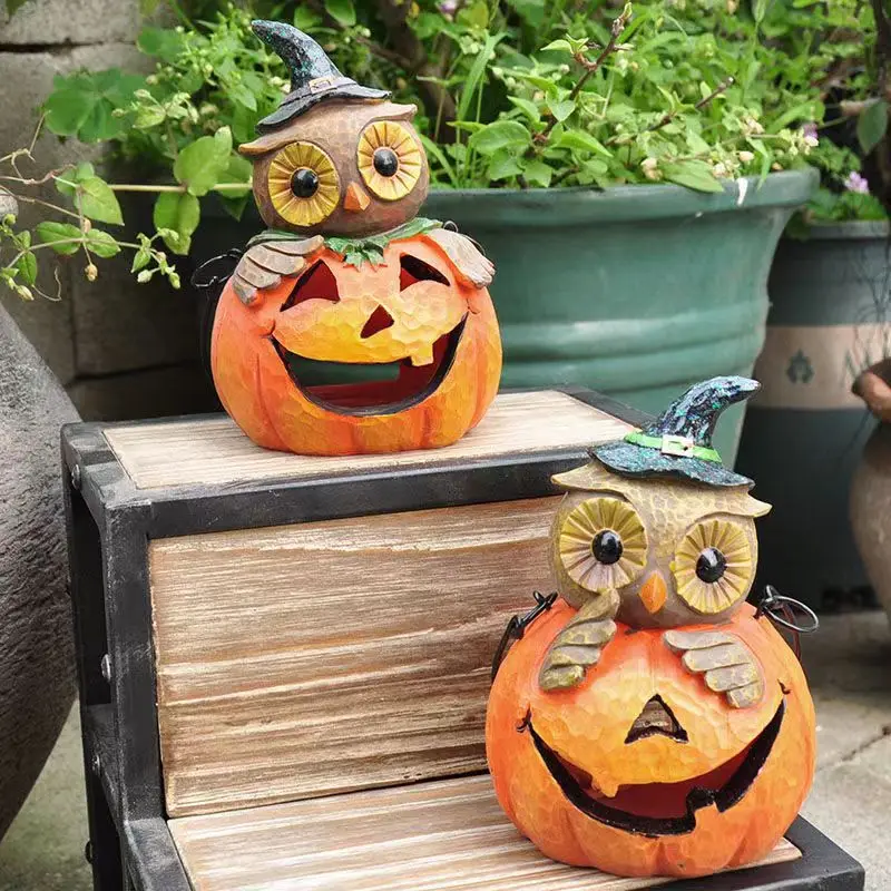 

Кантри пасторальная ручная роспись сова фонарь подсвечник украшение Хэллоуин Декор сцены подарок