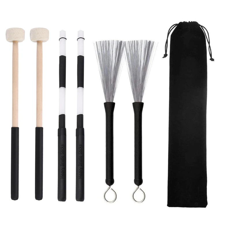 

Drum Sticks Set,Drum Rod Brushes Sticks For Kids, Adults, Rock Band, Jazz Folk Students With Portable Storage Bag