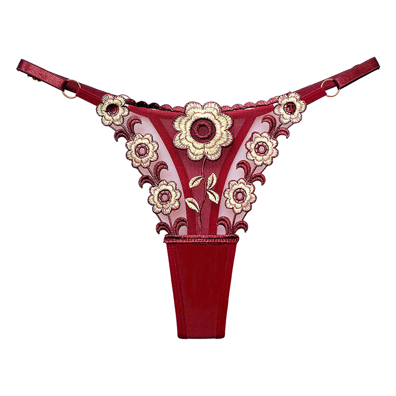 

Female Sexy Erotic Thongs Transparent Floral Embroidery T-Back Low Waist Thin G-String Women Enchanting Mesh Lingerie Cueca