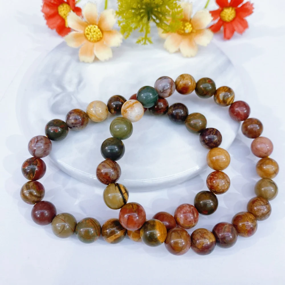 6810 мм Африканский нефритовый браслет из бисера натурального камня агата