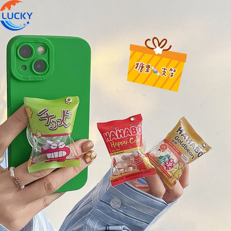 

Inflatable Packaging Korea Bear Gummy Cell Phone Stand Grip Tok Holder Cola Simulation Snack Bag Mobile Phone Fondant Bracket