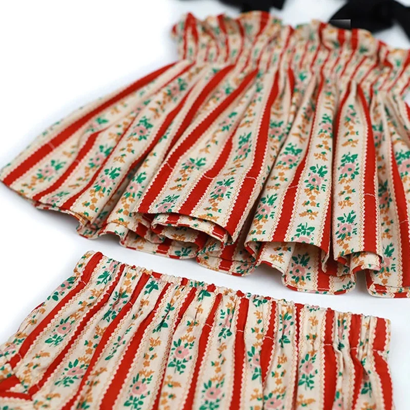 Комплект одежды для девочек новое летнее детское зеленое платье в полоску с