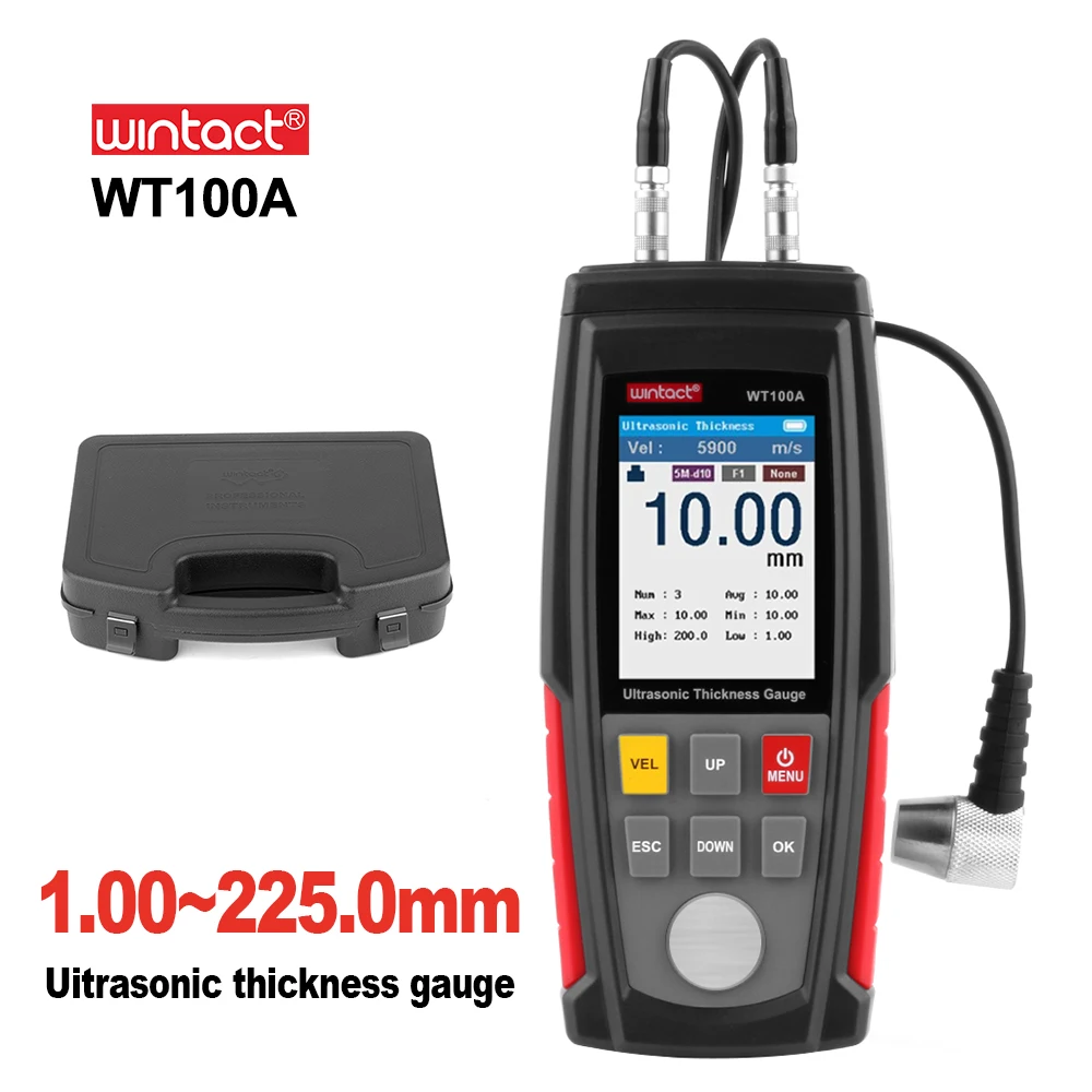 

WINTACT Digital Ultrasonic Thickness Gauge Meter Tester USB Charging Digital Thickness Metal Tester High Precision WT100A