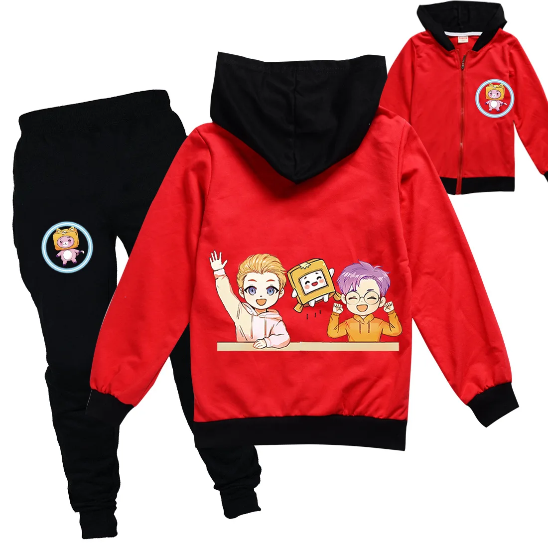 

Toddler Girls Clothes Kids Lankybox Costume Birthday Clothing Baby Boys Zipper Hoody Jacket+Pants 2pcs Set Casual Sportswear