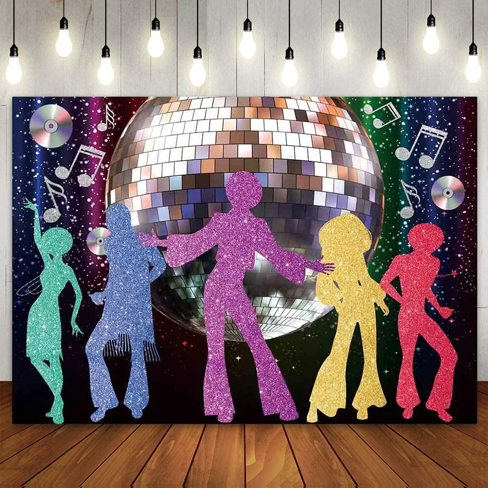 Disco Party Decor Backdrop Dancer Club Dancing Prom Background Stage Neon 70's 80's 90's Birthday Banner Poster for Men Women
