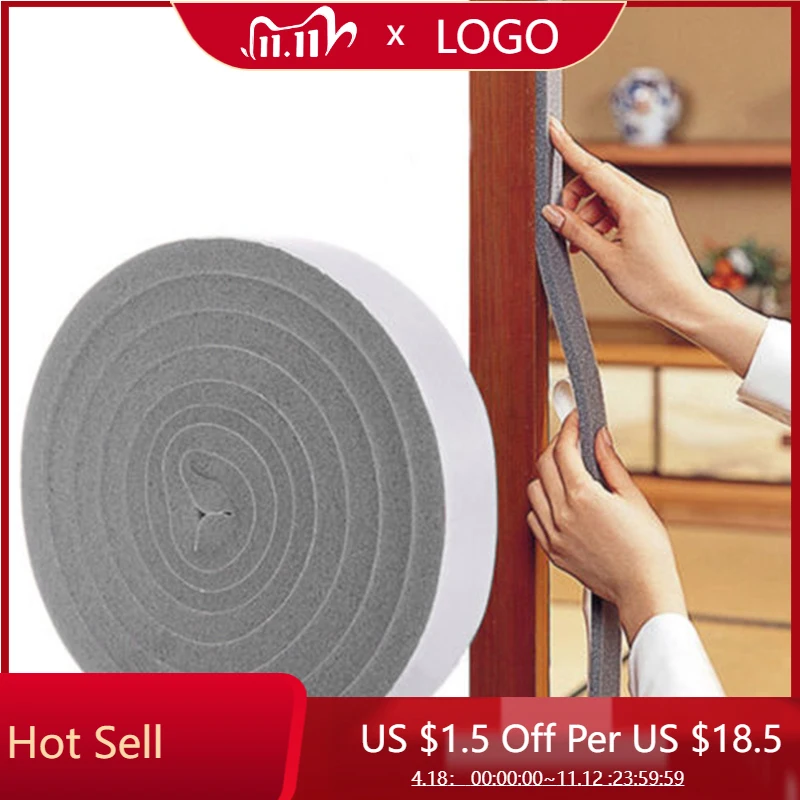 

2M Door Window Sealing Strips Sound-Proof Door Window Foam Sticky Noise Insulation Excluder Tape Roll Sealing Strip For Home