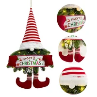 2022 Christmas Large Wreath On The Door Wall 50cm Rudolph Wreath Hanger For Front Door Dwarf Doll Garland With Light Xmas Decor