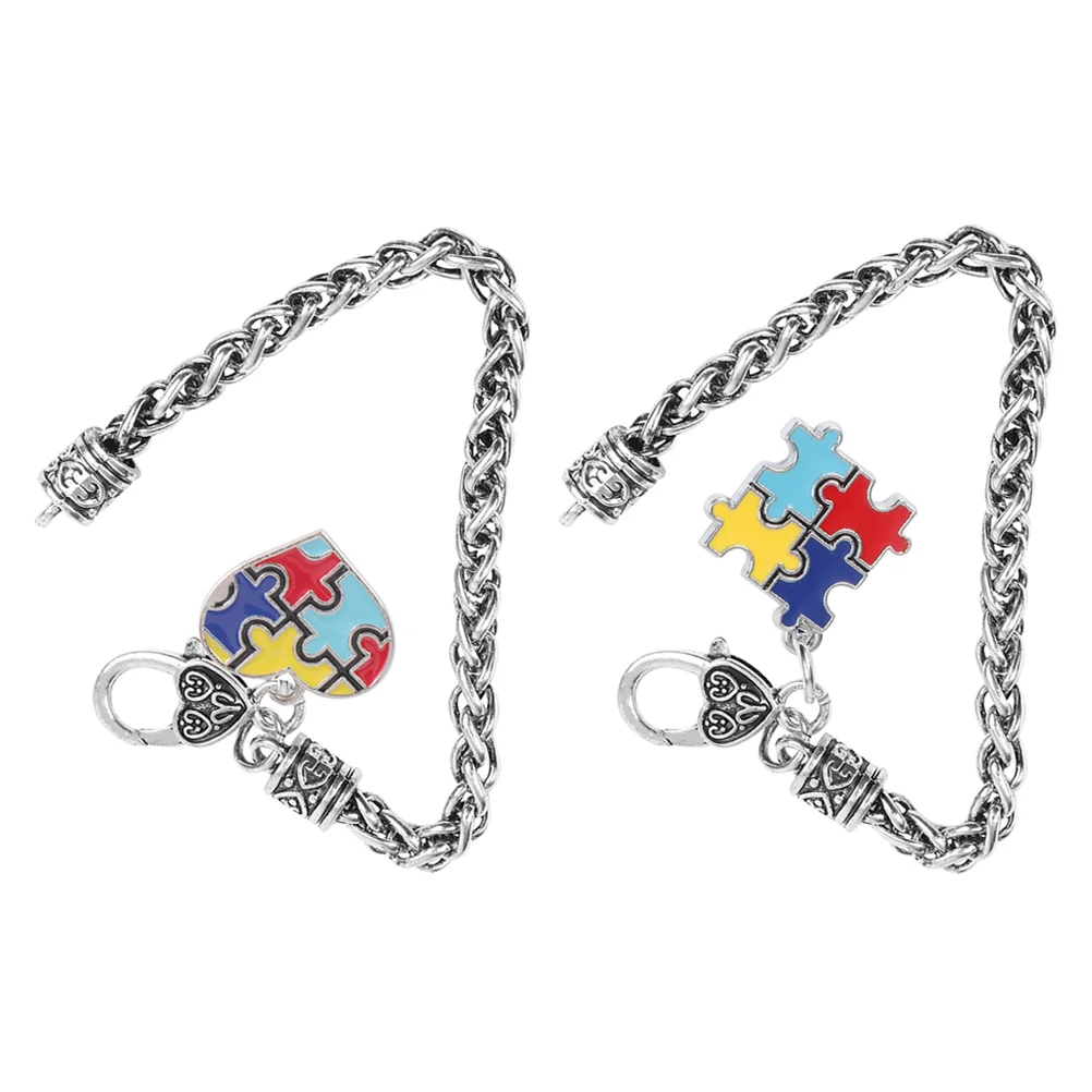

Heart Puzzle Bracelet Autism Awareness Decor Jigsaw Creative Delicate Hand Chain Unique Charm Zinc Alloy Pendant