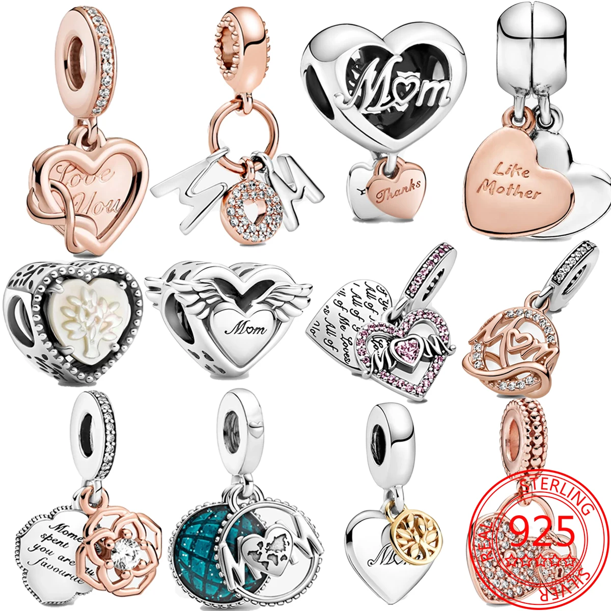 

Новинка 2021, искусственное серебро, безграничное сердце, подвеска-Шарм, розовое золото, подходят для брендовых браслетов, романтические женс...