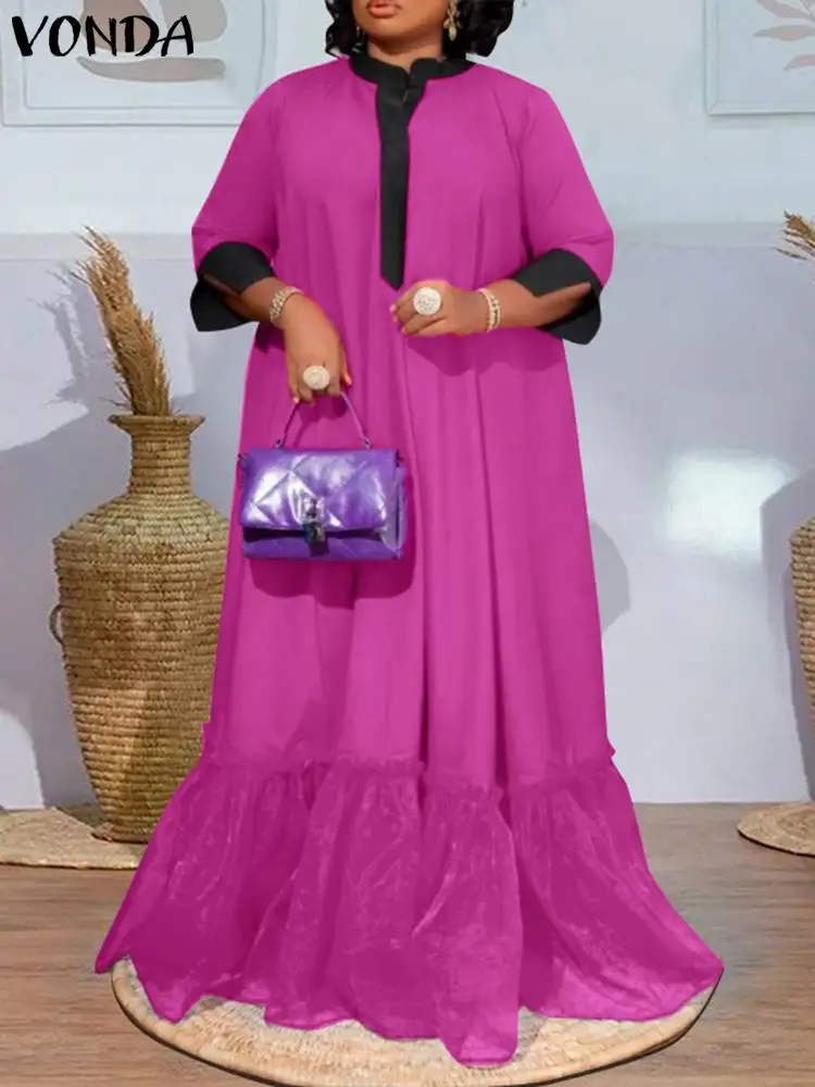 Длинное платье-макси с рукавом 3/4 в богемном стиле