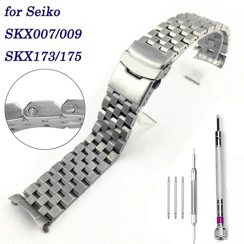 Браслет из нержавеющей стали 316L для часов Seiko SKX007 SKX009 SKX173 SKX175 ремешок с изогнутым