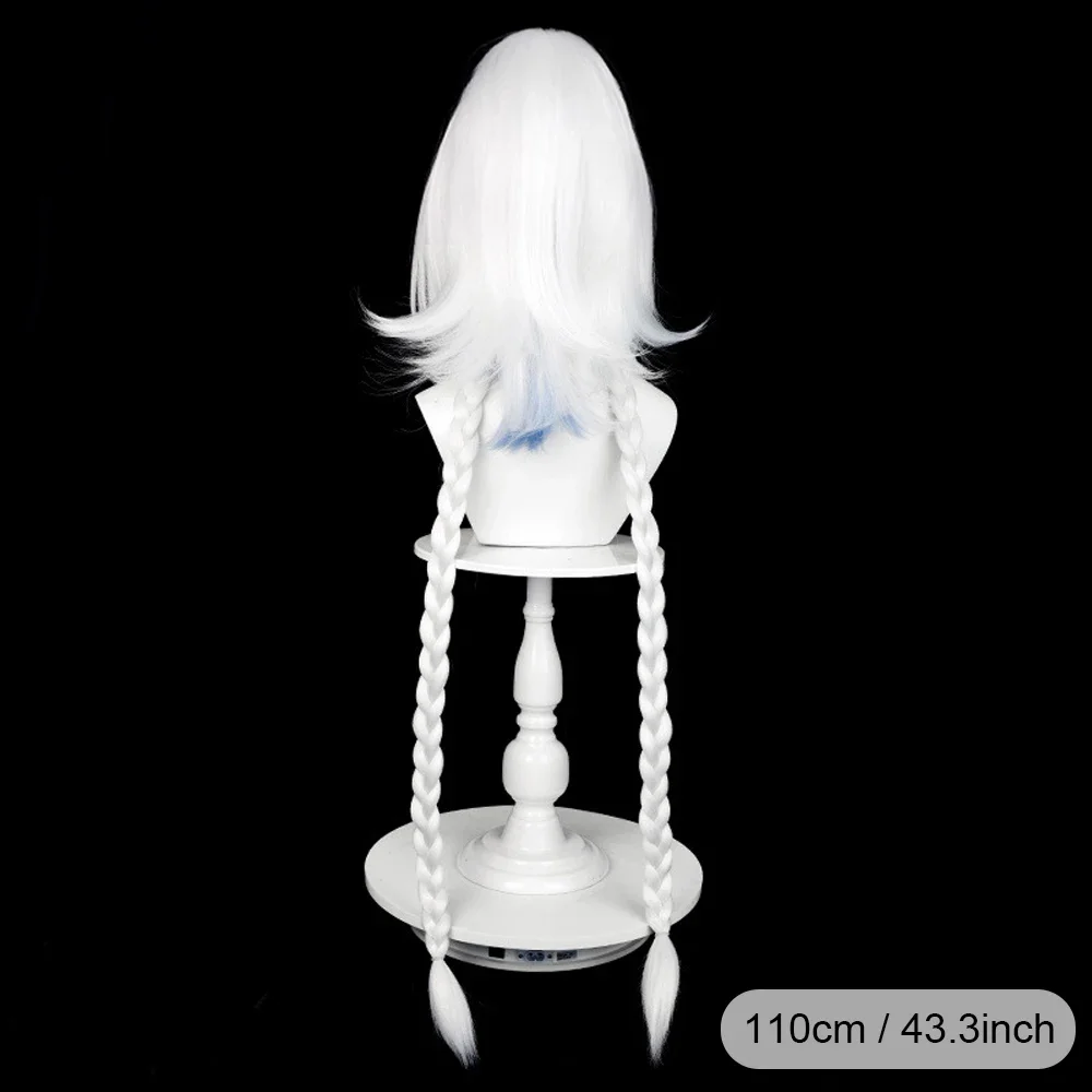 Genshin Impact Mu 512 Парик Синтетический Длинный Прямой Омбре Белый Синий Коса Игра