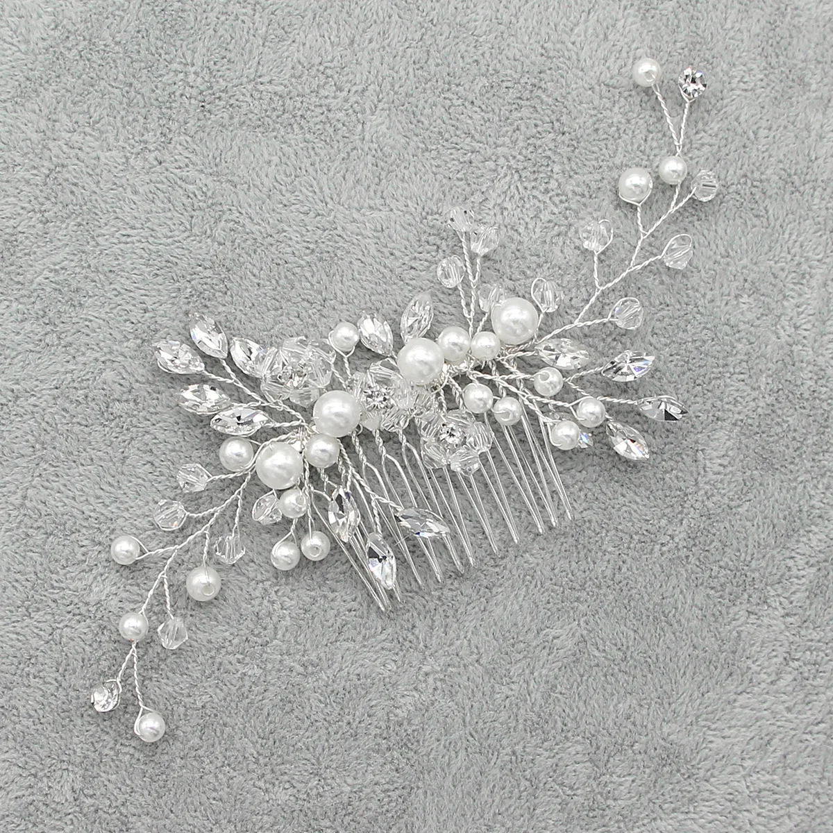 Silver Color Pearl Rhinestone Wedding Hair Combs Hair Accessories for Women Accessories Hair Ornaments Jewelry Bridal Headpiece images - 6