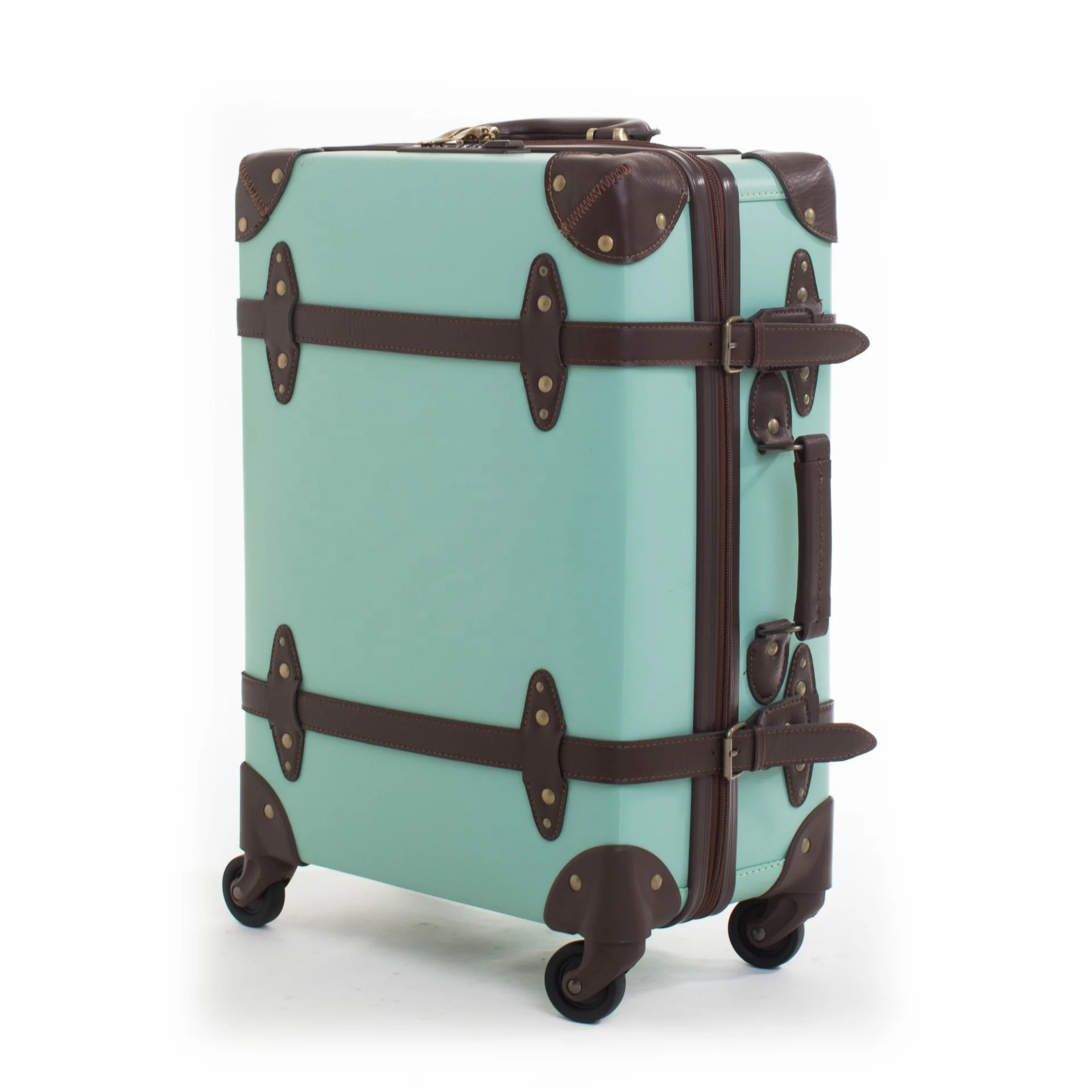 

Leather Classical Carry Suitcase 360 Rolling Upright Trolley Trunk Luggage Bag Set