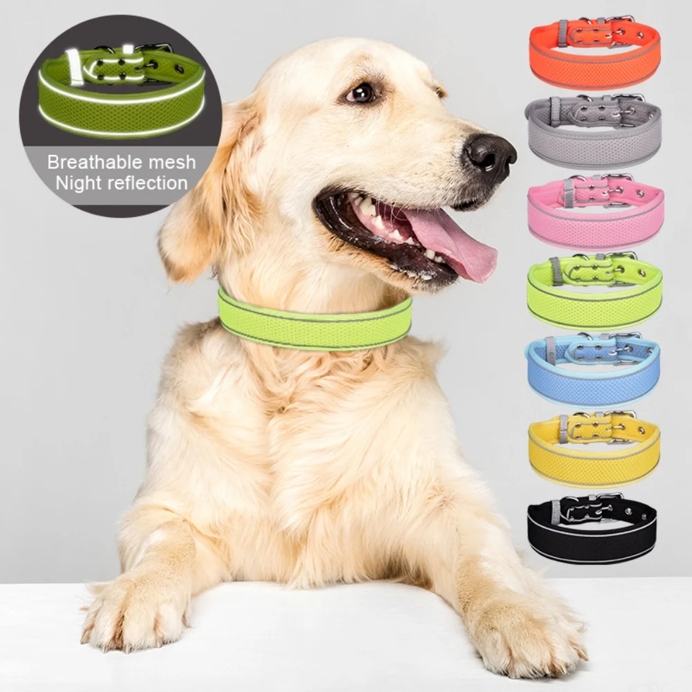 

Pet Dog Collar Reflective Breathable Puppy Dog Cat Collar Pet Supplies Accessories Neck Strap Collars for Small Large Dogs