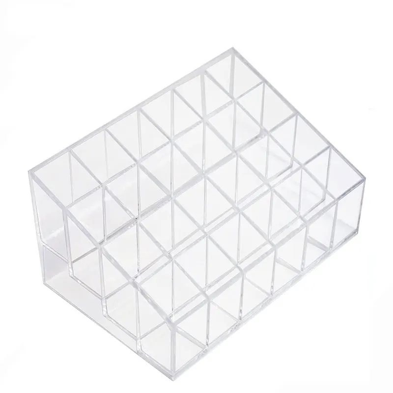 24-grid Clear Lipstick Nail Polish Cosmetic Storage Box Organizer Display Stand jewelry tray storage box