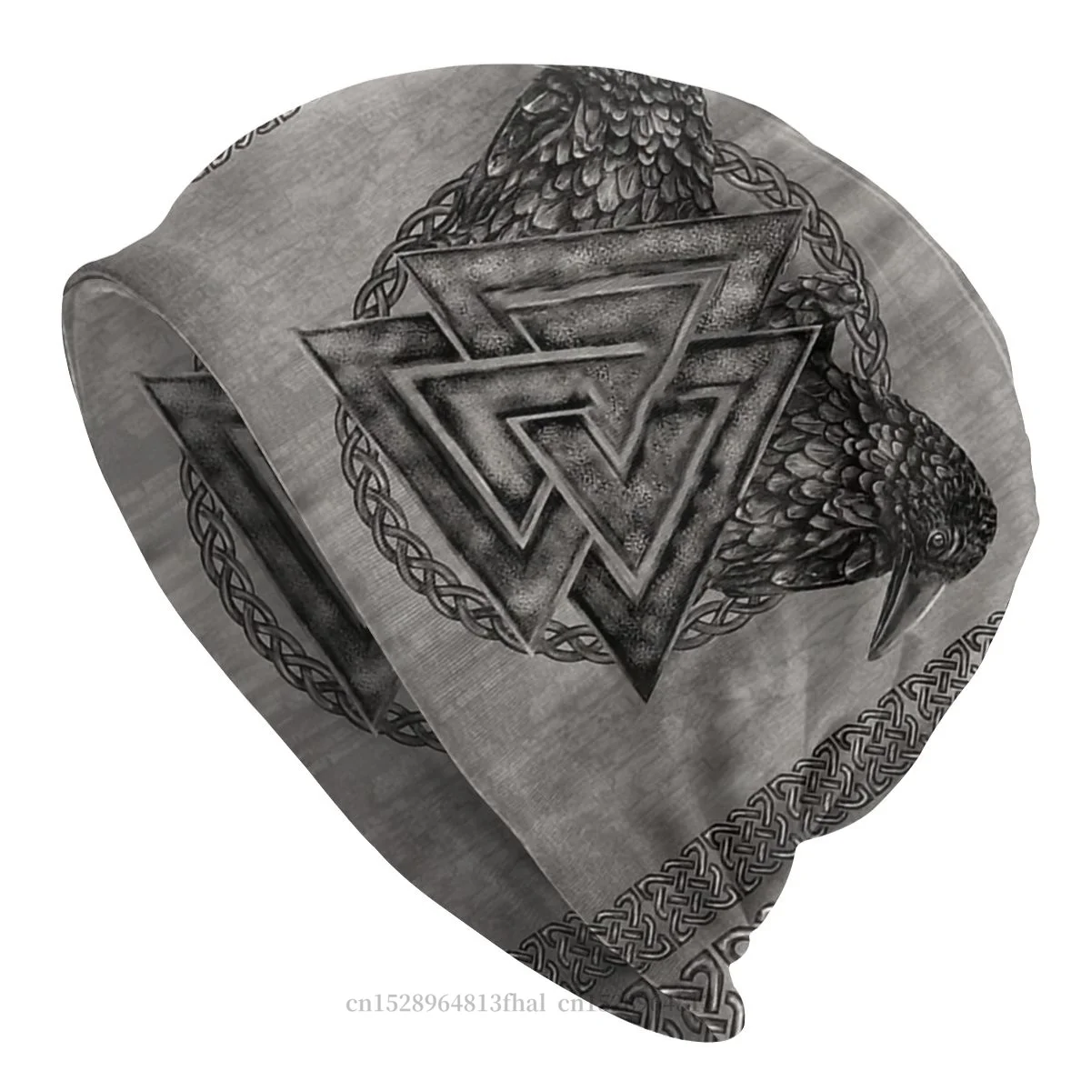 

Vikings Skullies Beanies Caps Valknut Symbol And Ravens Bird Thin Hat Autumn Spring Bonnet Hats Men Women's Unisex Ski Cap