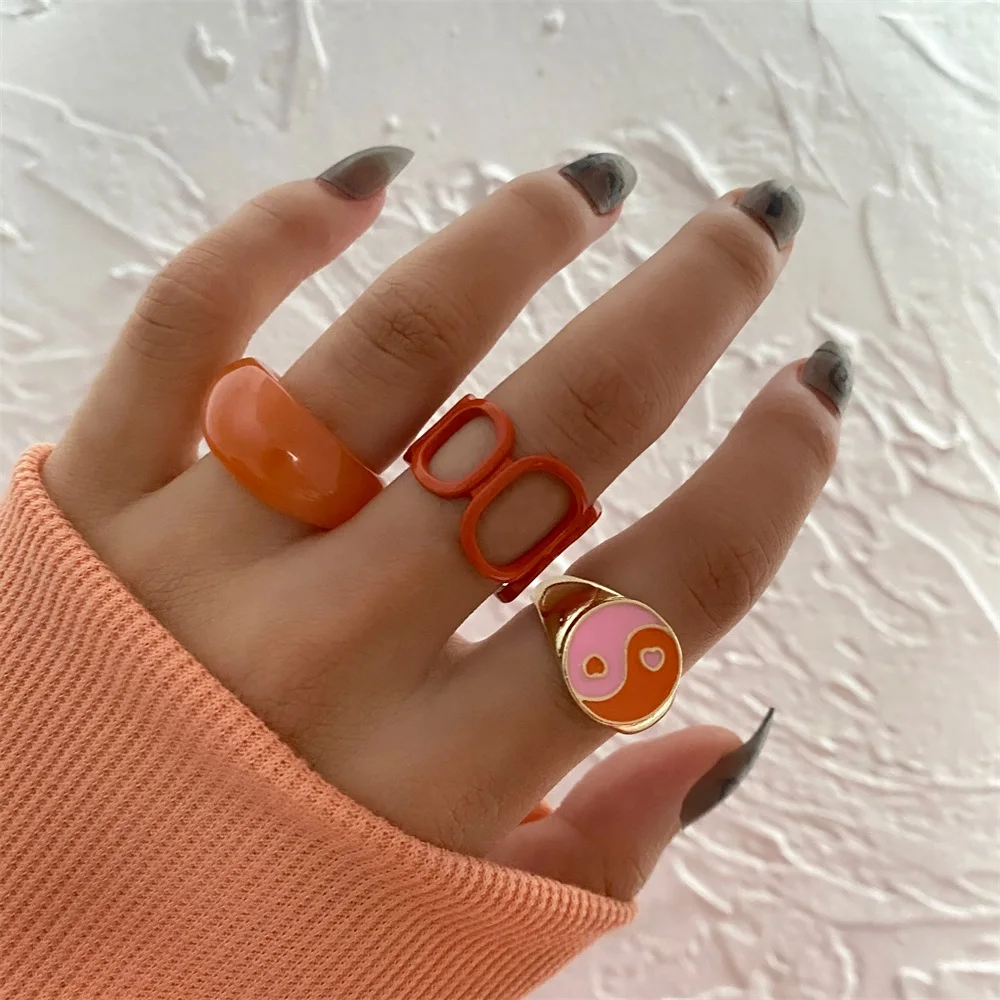 Женский комплект колец в форме сердца IFME Винтажное кольцо розового и зеленого