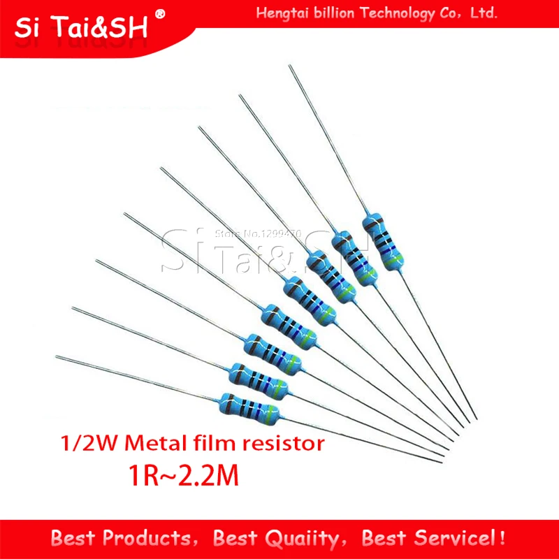 

500pcs 1/2W Metal film resistor 1R~2.2M 100 220 330 1K 1.5K 2.2K 3.3K 4.7K 10K 22K 47K 100K 100R 220R 330R 1K5 2K2 3K3 4K7 ohm