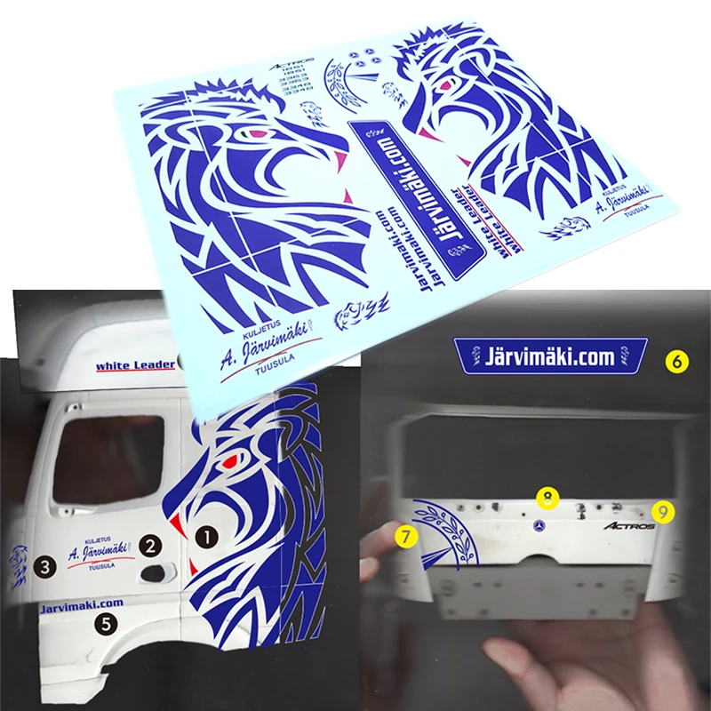 

Car Shell Sticker Jarvimaki Painting for 1/14 Tamiya RC Truck Trailer Tipper Benz Actros 3363 1851 Car Diy Parts