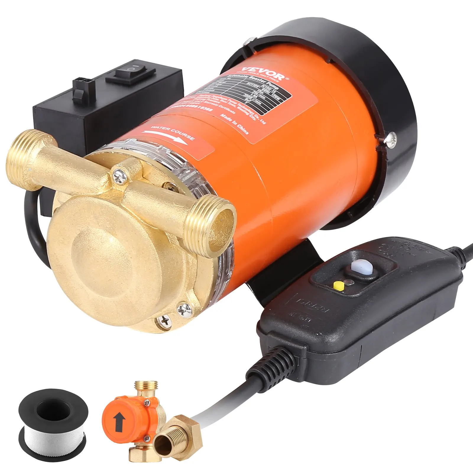 

VEVOR 120W Water Pressure Booster Pump, 110V AC,396 GPH 21.75 PSI Household Home Automatic Pressure Booster Pump