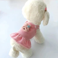 corduroy pet dog clothes skirt suspenders cat dress rabbit pattern autumn and winter thin section sweet vest cute cartoon soft