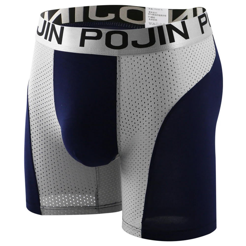 

Men Trunks Modal Mesh Underwear Long Leg Boxer U-shaped Pouch Sport Mesh Shorts Breathable Briefs Sleep Bottoms Underpants