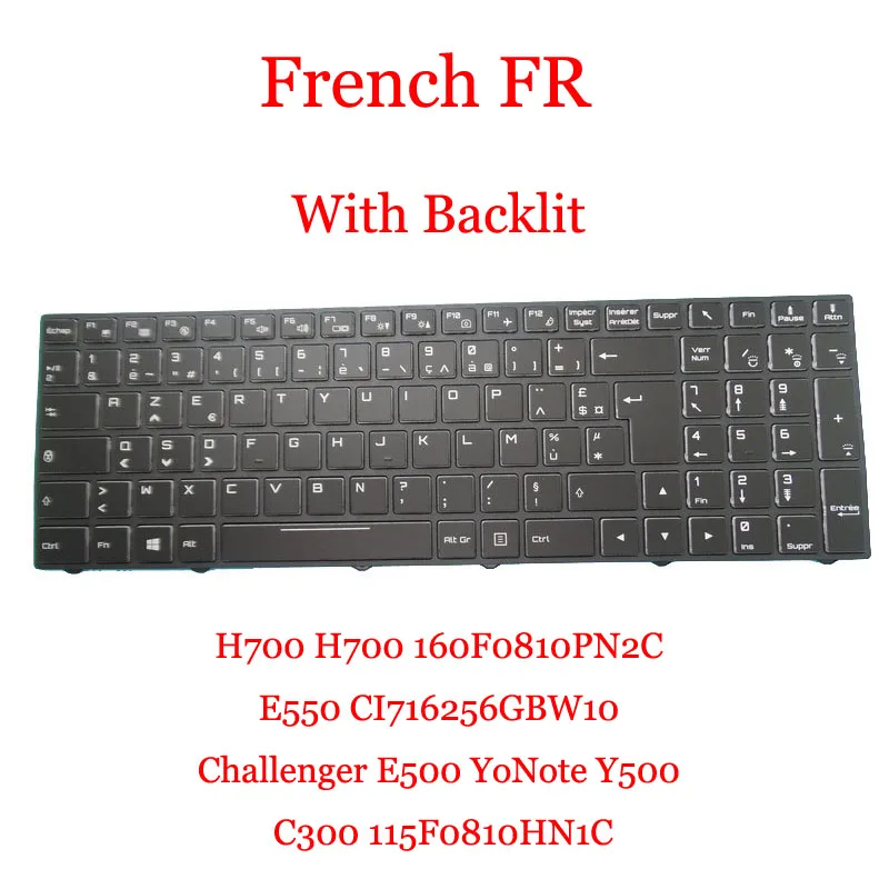 Красочная FR-клавиатура с подсветкой для 2AM H700 160F0810PN2C E550 CI 716256 GBW10 Challenger E500 YoNote Y500 C300