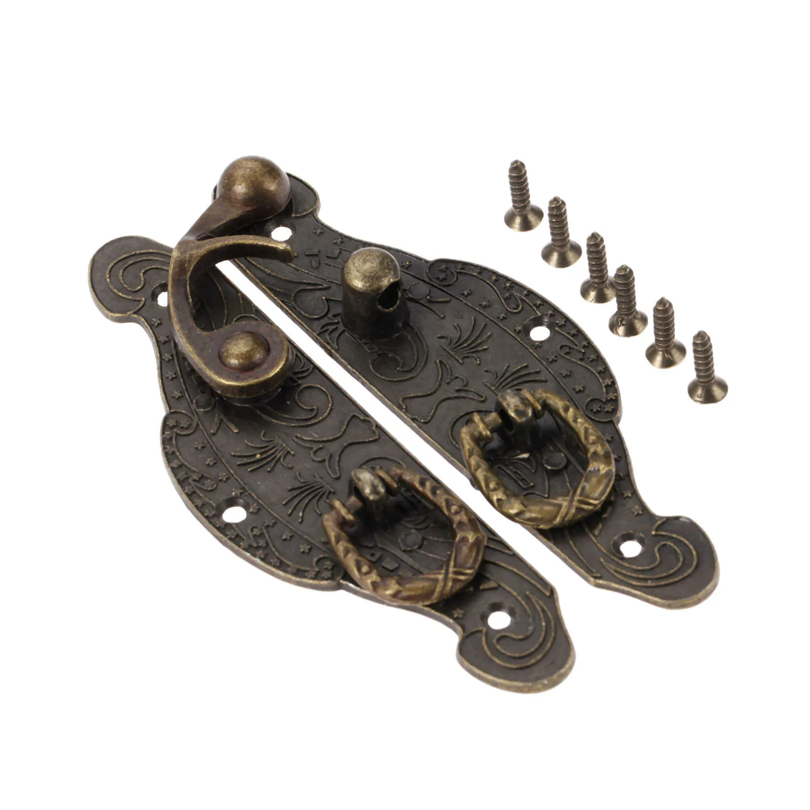 

1pc Antique Bronze Wooden Case Hasp Decorative Jewelry Gift Box Suitcase Hasp Latch Hook furniture hardware 90*50mm