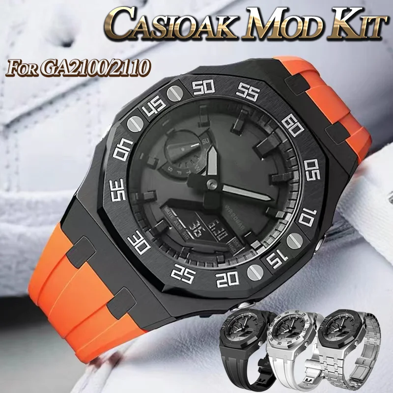 

CasiOak Mod Kit GEN4 GA2100 Metal Bezel for Casio Modification 3rd 4rd Generation Rubber Watch Case Strap GA 2100/2110 Steel Kit