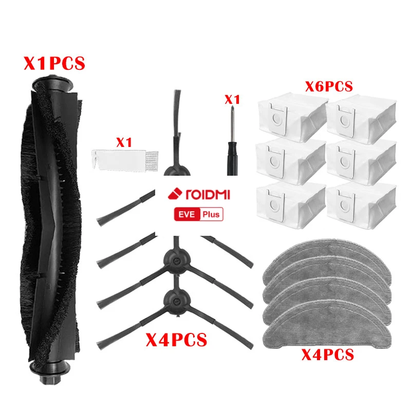 

Replaceable Side Brush Accessories for ROIDMI EVE Plus Robot Vacuum Cleaner Parts Sweeper Cleaning Cloth Dust Bag