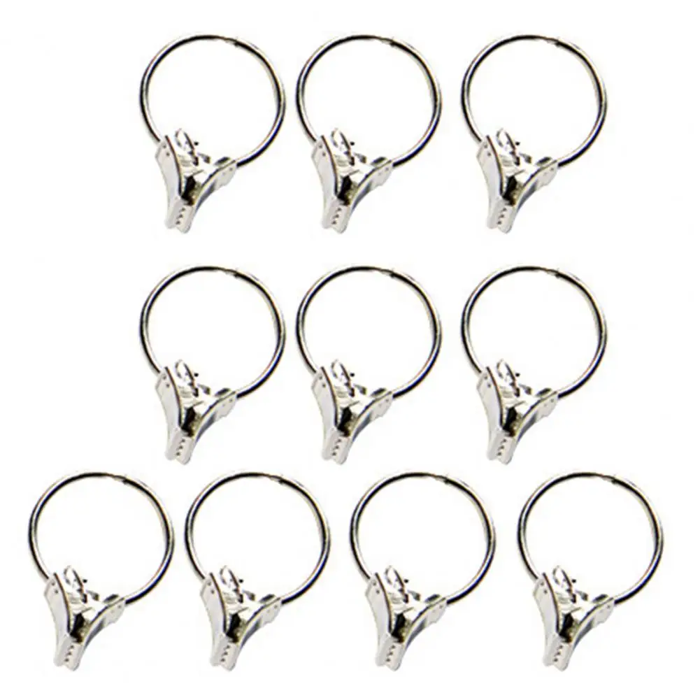 

10 шт. крючок для штор, Открытое кольцо, устойчивое к ржавчине, легкое скольжение с зажимом, подвесной тип, вешалка для драпировки, пряжка, дра...