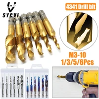 6pc hss compound tap drill bits cobalt taps metric combination drill bits 14 inch hexagonal quick change metal drilling tool
