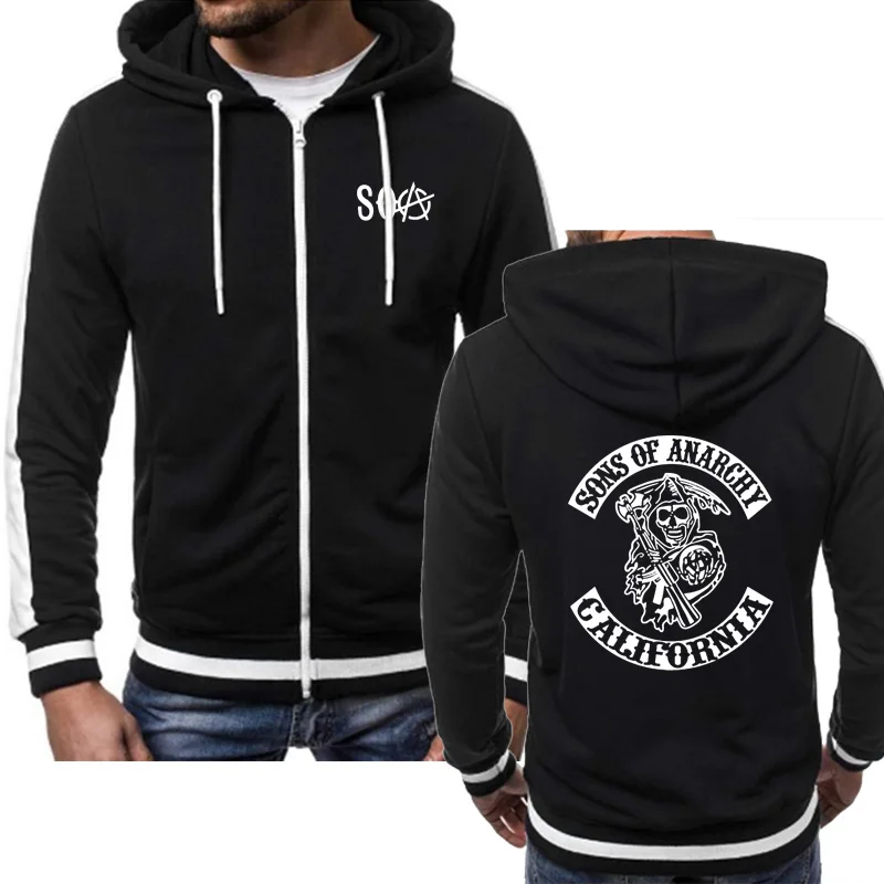 

Spring Autumn New Men's Hoodies New Fashion Skull printing Men Sportswear Zipper Hoodies Male Casual Sweatshirt Men's Hoody