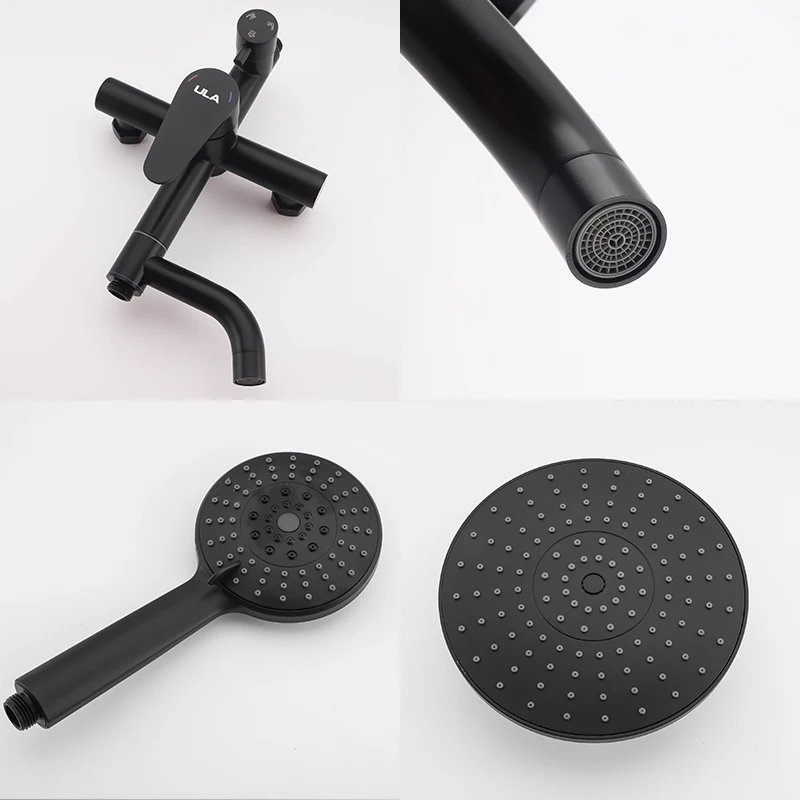 Черный смеситель для душа ULA кран ванны из нержавеющей стали дождевая насадка