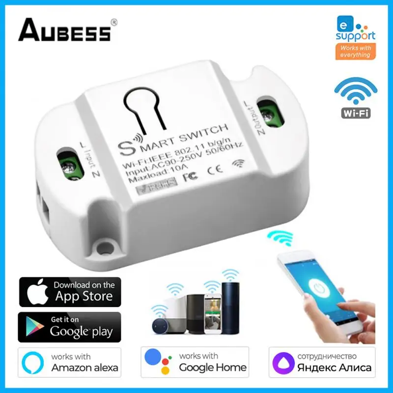 

EWelink Wifi MINI Smart Switch Module 10A Wireless Voice App Remote Timing Control Work With Alexa Alice Google Home 2-Way