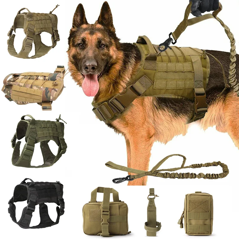 

Outdoor Tactical Dog Harness Pet German Shepherd K9 Malinois Training Vest Dog Harness and Leash Set For All Breeds Dogs