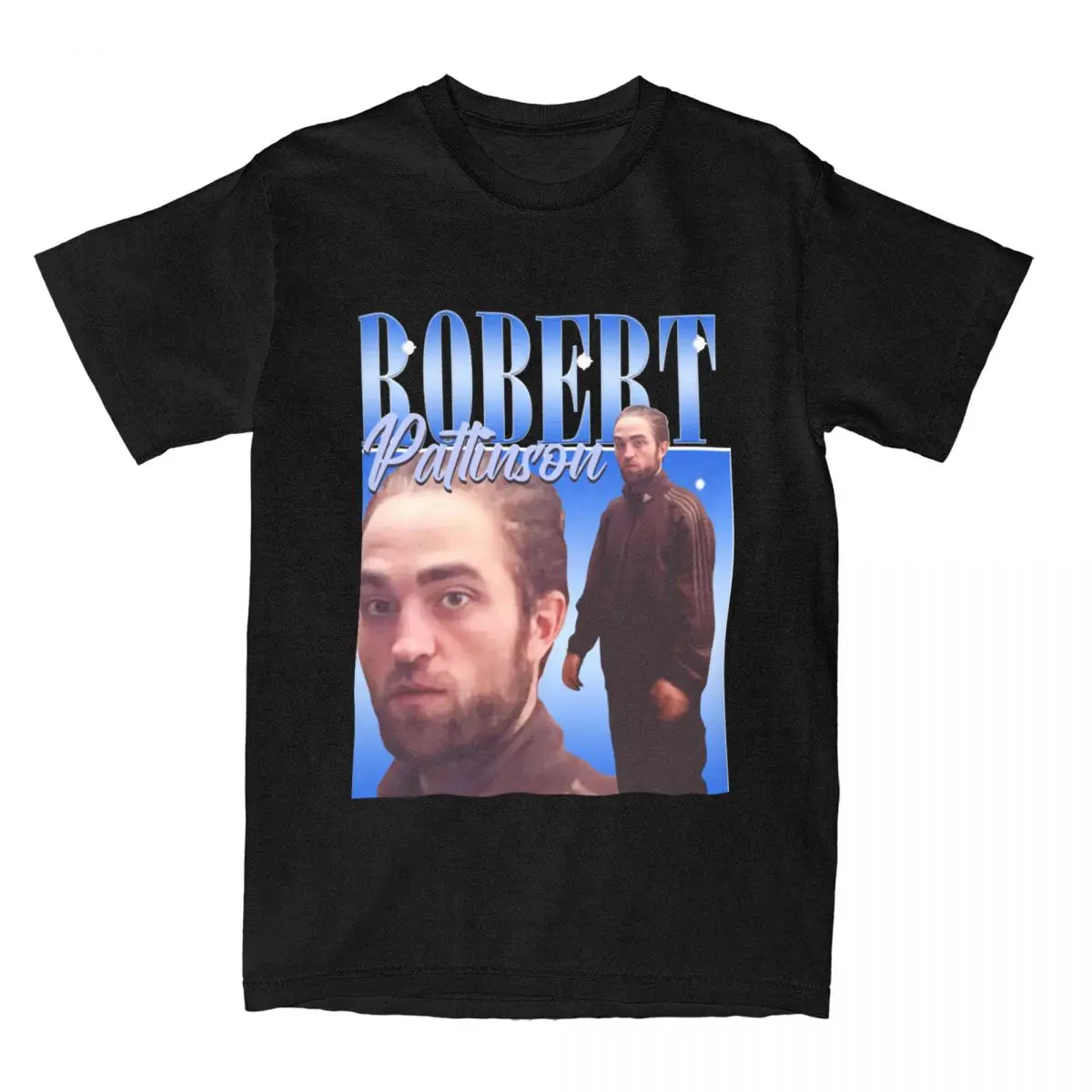 

Fun Robert Pattinson Standing Meme T-Shirts Men Women's Crewneck Pure Cotton Tee Shirt Party Tops