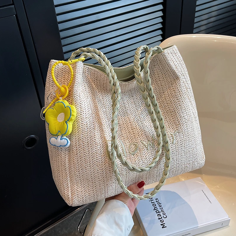 

Straw Bag Women Handmade Woven Handbag Large Capacity Lady Totes Rattan Beach Bag Summer Outdoors Shopping Bag Bolsas