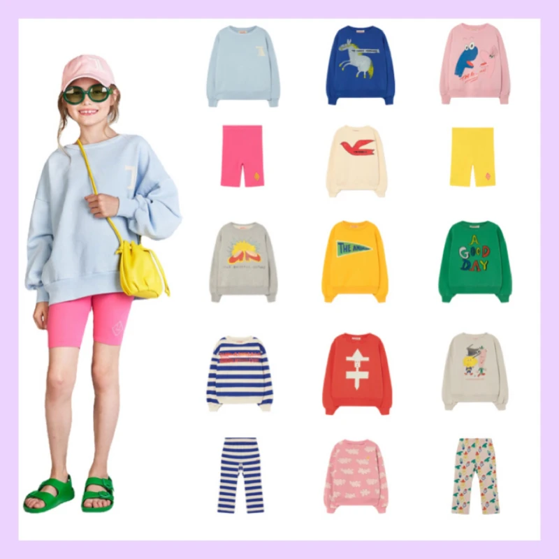 

Children's Sweatshirt Pants Set 2023 Spring and Summer Cotton Sweatshirt Sweatpants Fluorescent Color Riding Pants