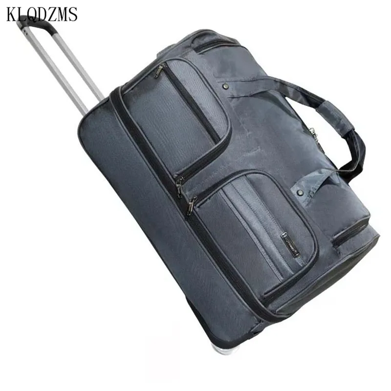 KLQDZMS Classic Oxford Cloth Travel Bag Trolley Bag Large-capacity 28-Inch Suitcase Men's Foldable 20-Inch Boarding Luggage