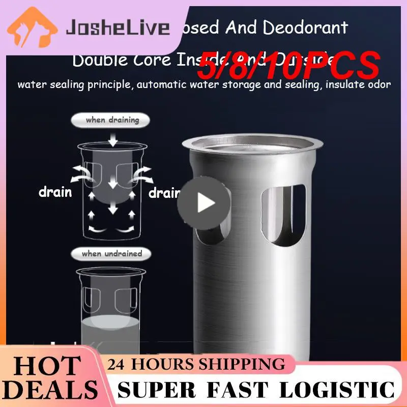 

5/8/10PCS Anti-clogging Floor Strainer Bath Basin Floor Drain Anti-odor Double Core Drainer Kitchen Accessories Tools