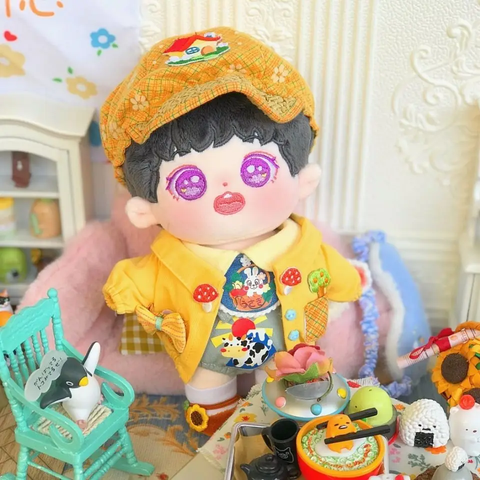 

Корейская кукла Kpop EXO с фиолетовыми глазами 20 см, одежда, милая мягкая игрушка, плюшевые куклы для кукол-идола с черными волосами, игрушки в п...