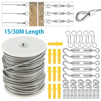 15m30m picture wire cable railing kit garden heavy duty screw eye screw turnbuckle wire tensioner strainer coated cable rope