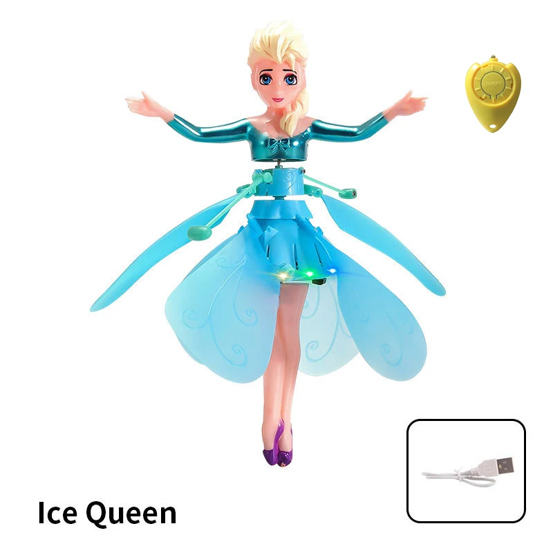 Mini Flying Snow Princess Induction Aircraft Fairy Princess Doll for Kids Infrared Induction Rc Helicopter Flying Toys Girl Gift